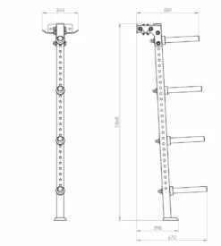ATX Wall-Mount Olympic Weights Tree & Bar Holder WPR-186 -Gymforge Fitness Shop wpt 186 mit pinne zeichnung
